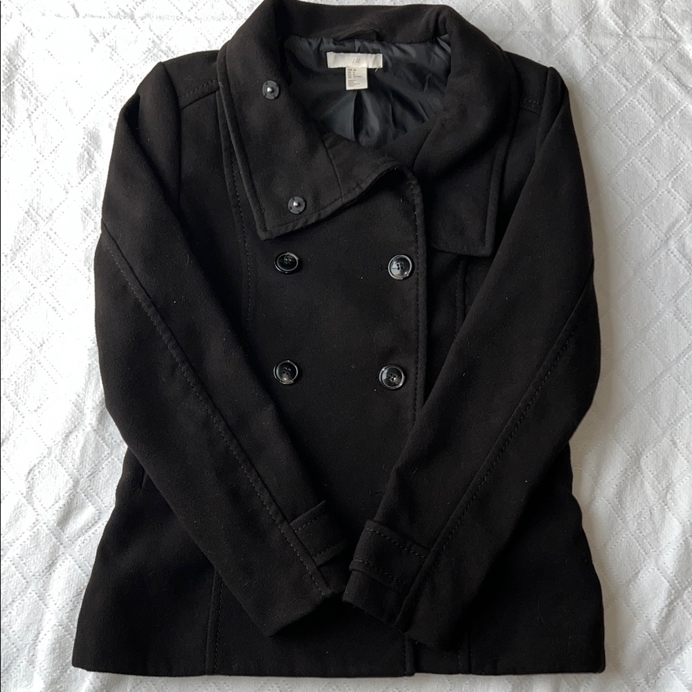H&M Elegant Black Pea Coat